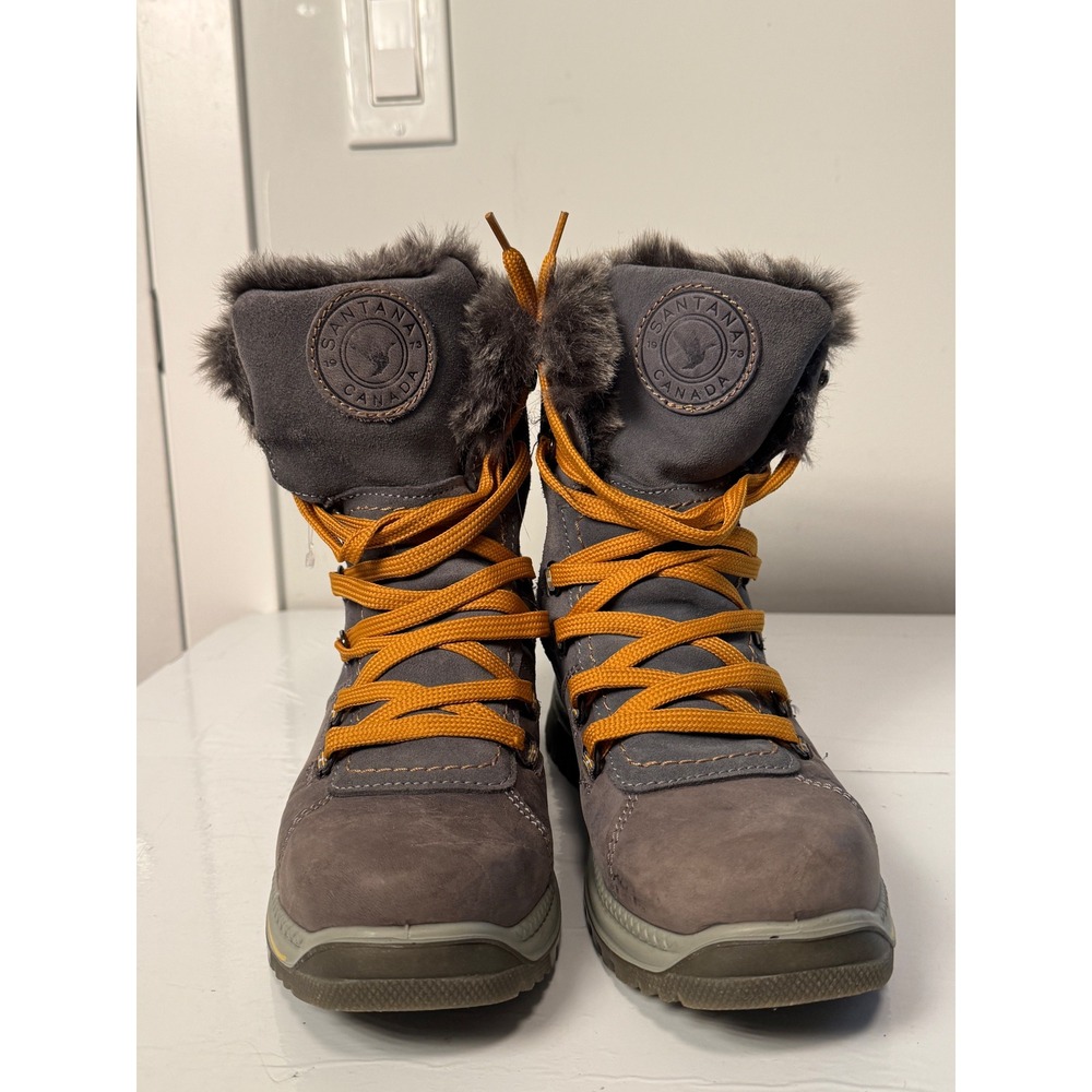 Santana Canada Majesta Womens Winter Boots Grey Fur Trim Size 10/18